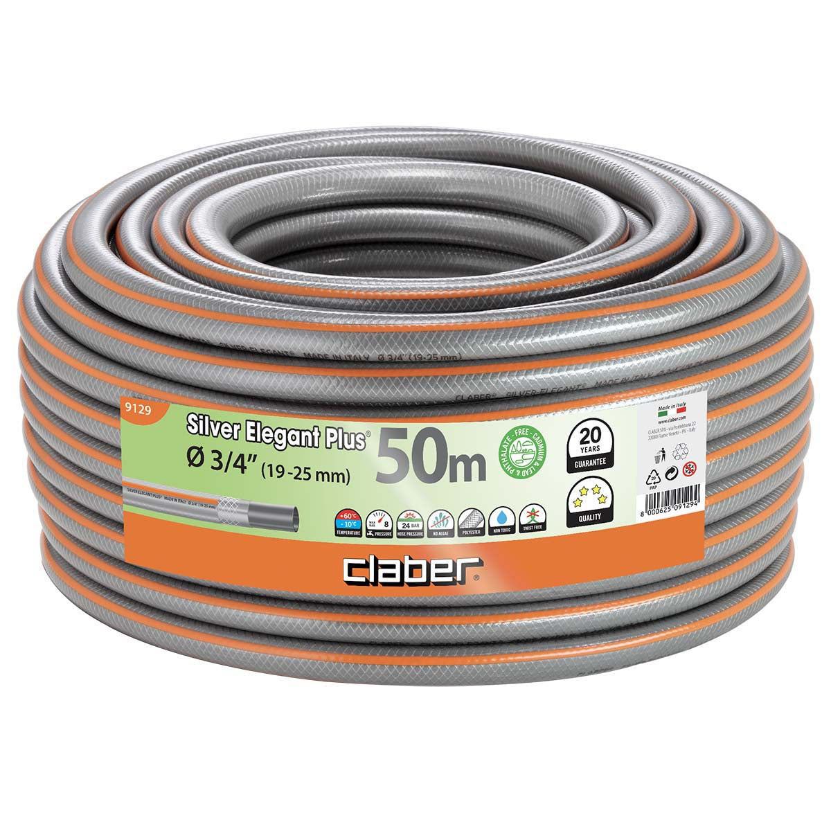 CLABER 3/4" Silver Elegant Plus Hose Pipe 50m - Premium gardening from CLABER - Just R 2260.89! Shop now at Securadeal