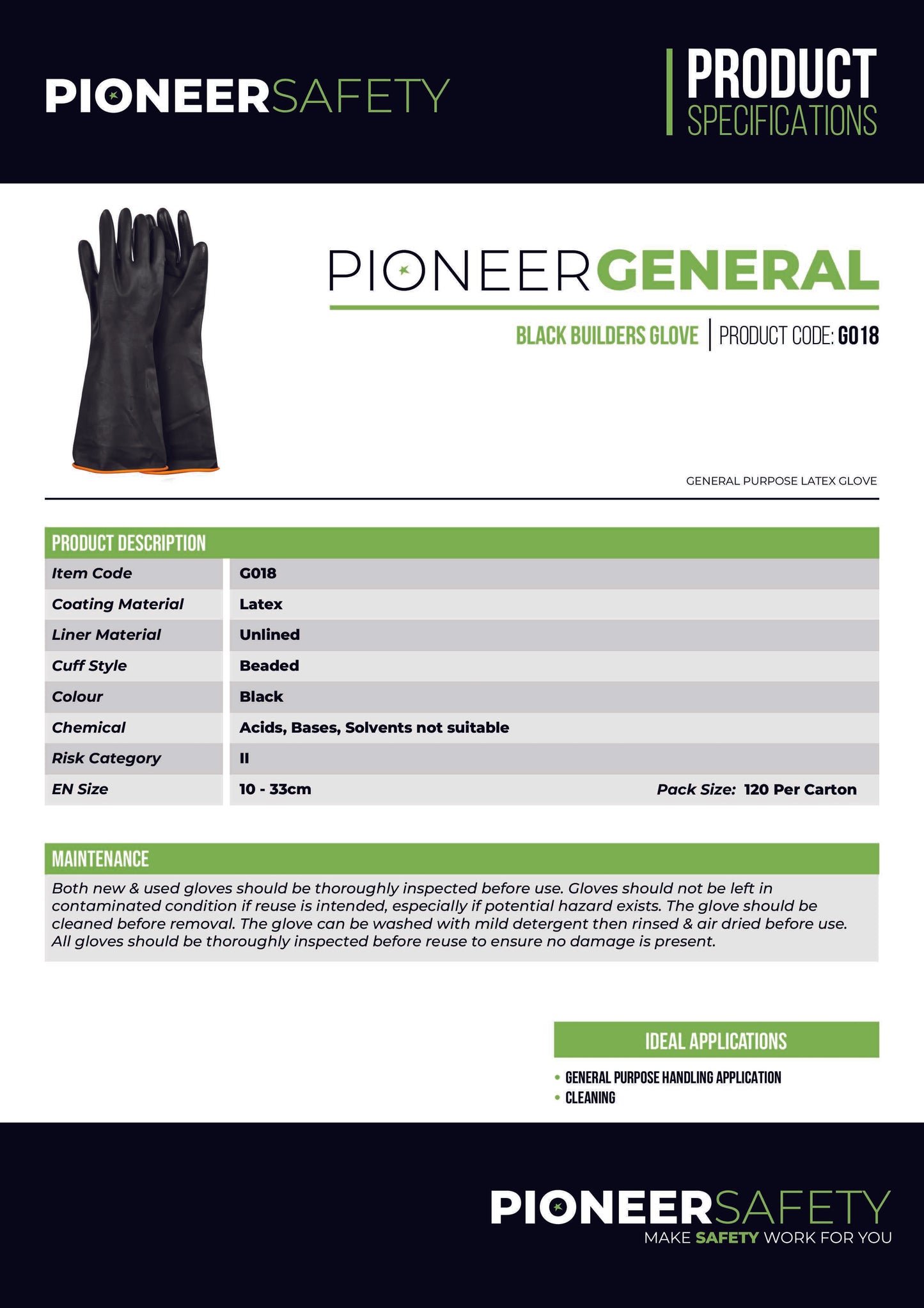 PIONEER SAFETY Latex Black Rubber Builders Glove G018 - Premium Gloves from Pioneer Safety - Just R 18! Shop now at Securadeal
