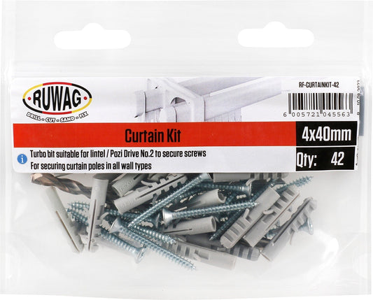 RUWAG  Curtain Installation Kit 4 x 40mm - Premium Hardware from Ruwag - Just R 93.29! Shop now at Securadeal
