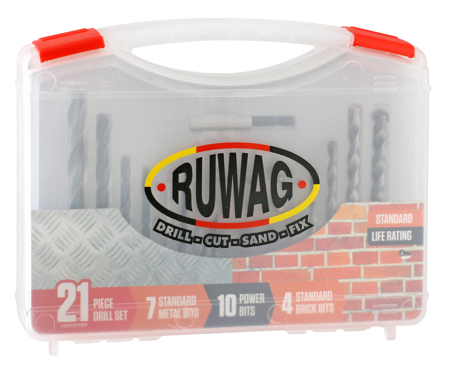 RUWAG 21 Piece Combo Drill Bit Set Standard Metal/Brick/Power Bits