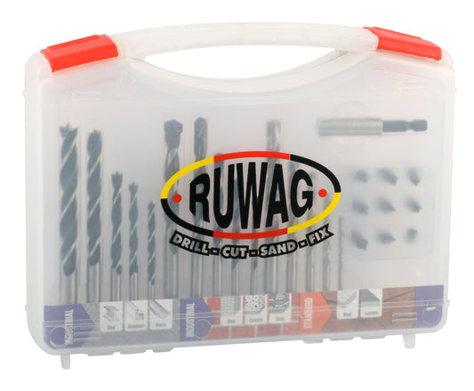RUWAG 25 Piece Combo Drill Bit Set: Industrial Metal/Concrete/Wood/Power Bits