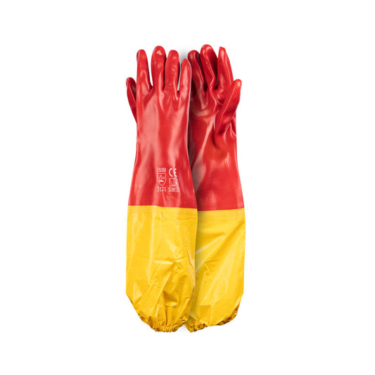 PIONEER SAFETY Pvc Coated Red Open Cuff Gloves 60cm Std Shoulder Length G016-5 - Premium Gloves from Pioneer Safety - Just R 59! Shop now at Securadeal