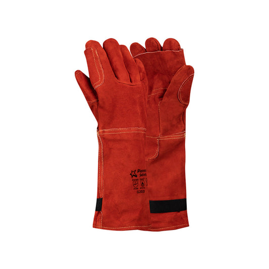 PIONEER SAFETY Gloves Leather Heat Resistant Elbow High Heat Red G2028 - Premium Gloves from Pioneer Safety - Just R 160.13! Shop now at Securadeal