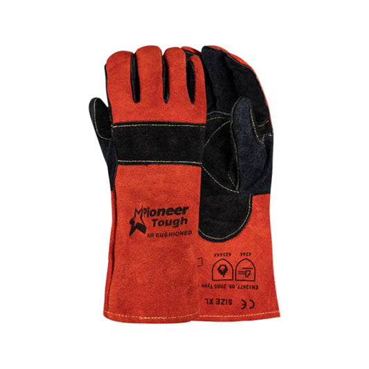 PIONEER SAFETY Gloves Heat Resistant Leather Air Cushioned Black/Red (Braai) 35cm G098 - Premium Gloves from Pioneer Safety - Just R 307.47! Shop now at Securadeal