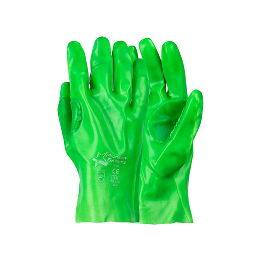 PIONEER SAFETY Gloves PVC Reinforced High Visibility Green 27cm G094 - Premium Gloves from Pioneer Safety - Just R 57.70! Shop now at Securadeal