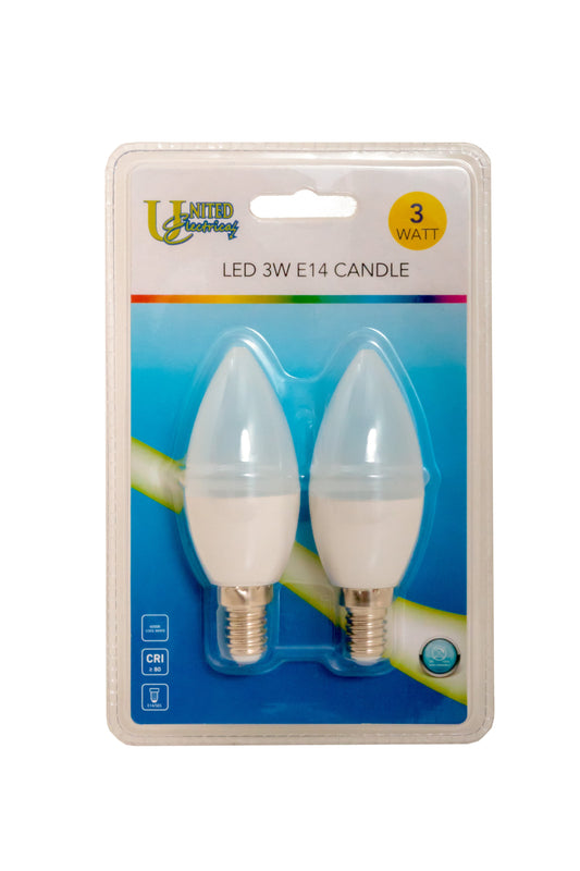 UNITED ELECTRICAL 3 Watt Warm White E14 Candle Led bulb Twin Pack - Premium lighting from United Electrical - Just R 23! Shop now at Securadeal