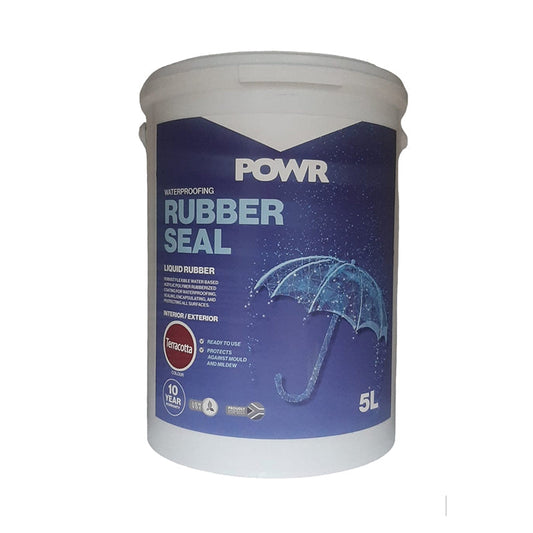 POWR Rubber Seal Waterproof Coating Terracotta 5 Litre - Premium Hardware Glue & Adhesives from POWR - Just R 362.05! Shop now at Securadeal