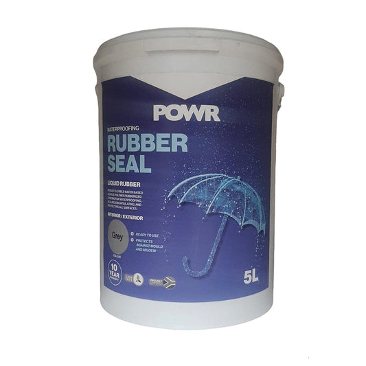 POWR Rubber Seal Waterproof Coating Light Grey 5 Litre - Premium Hardware Glue & Adhesives from POWR - Just R 362.05! Shop now at Securadeal