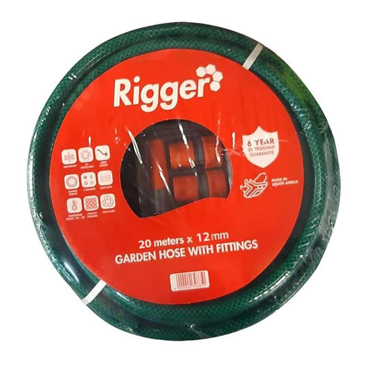 RIGGER Garden Hose Reinforced 6 Year 12mm x 20mt With Fittings - Premium Garden Hose from Rigger - Just R 183! Shop now at Securadeal