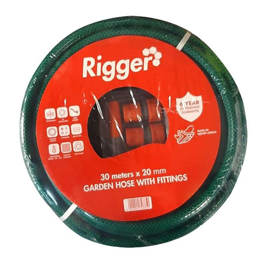 RIGGER Garden Hose Reinforced 6 Year 20mm x 30mt With Fittings - Premium Garden Hose from Rigger - Just R 470! Shop now at Securadeal