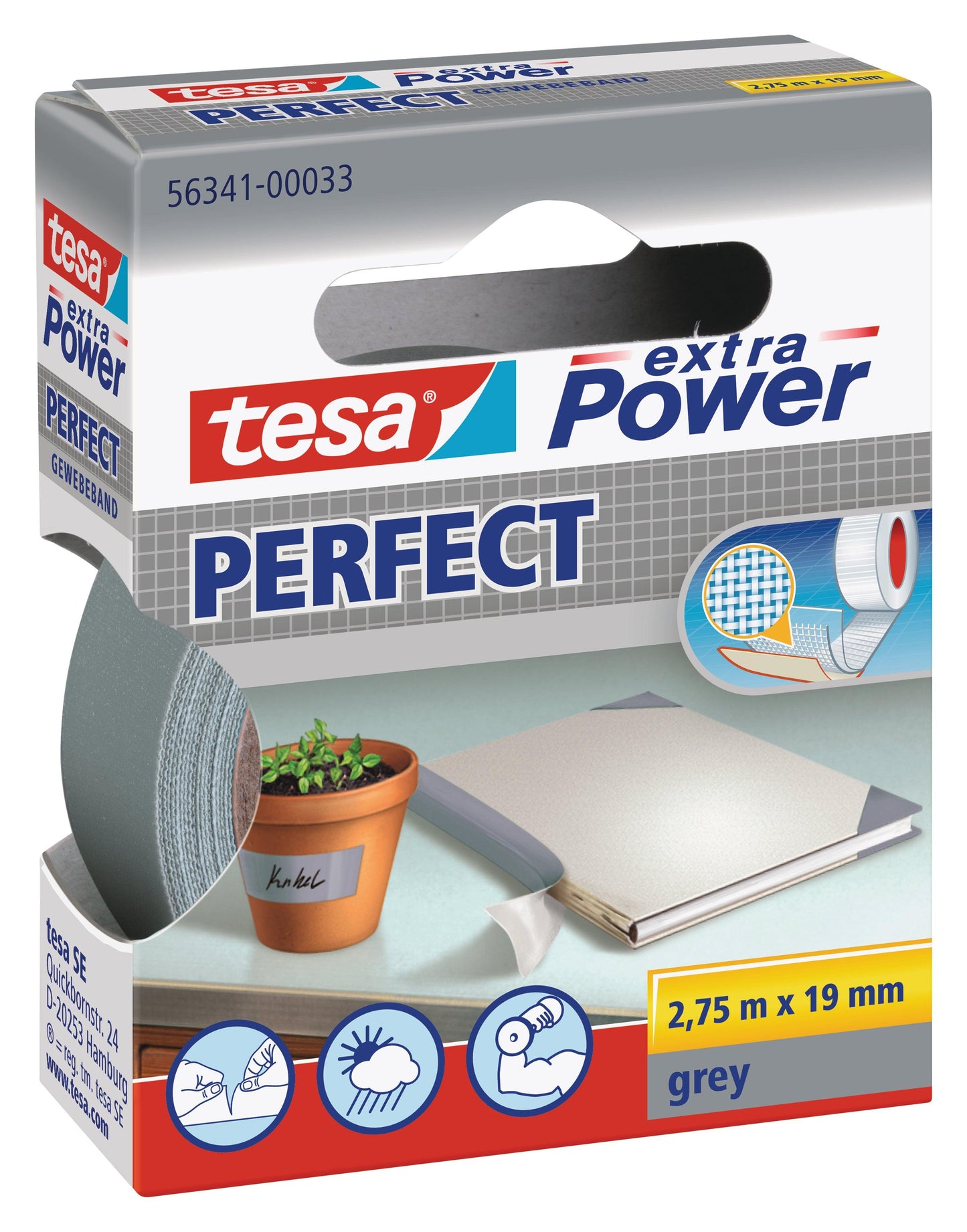 TESA Extra Power Perfect Self-Adhesive Tape 2.75m x 19mm Grey - Premium Hardware from TESA - Just R 60! Shop now at Securadeal