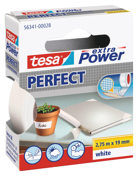 TESA Extra Power Perfect Self-Adhesive Tape 2.75m x 19mm White - Premium Hardware from TESA - Just R 60! Shop now at Securadeal