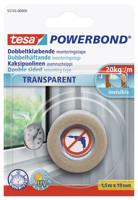 TESA Powerbond Mounting Tape Transparent 1.5m x 19mm - Premium Hardware from TESA - Just R 109! Shop now at Securadeal