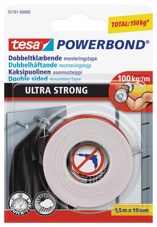 TESA Powerbond Mounting Tape Ultra Strong 1.5m x 19mm - Premium Hardware from TESA - Just R 109! Shop now at Securadeal