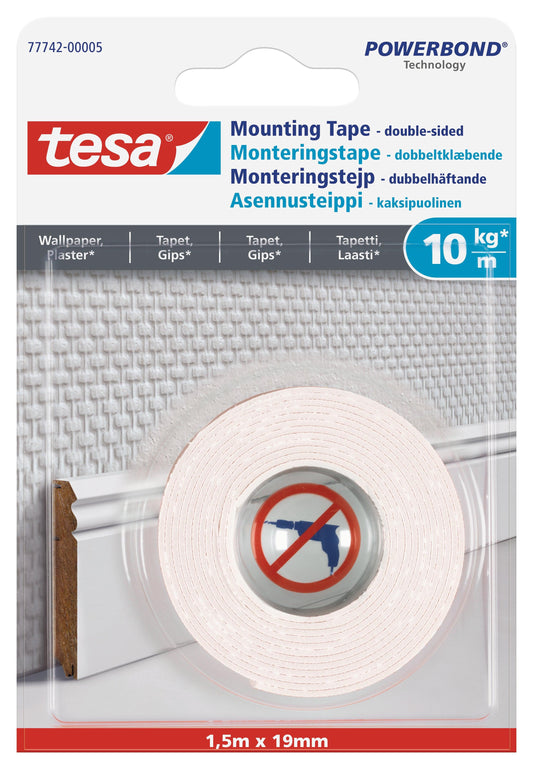 TESA Powerbond Mounting Tape Wallpaper And Plaster 1.5m x 19mm - Premium Hardware from TESA - Just R 99! Shop now at Securadeal