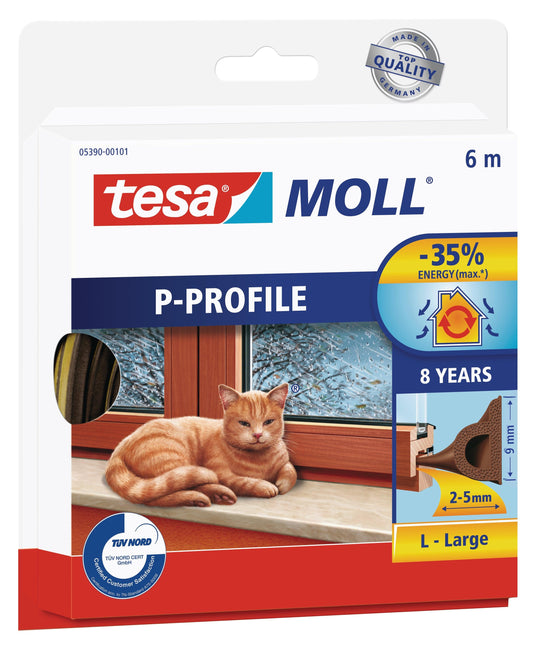 TESAMOLL P-PROFILE Window Insulation Tape 6m x 9mm Brown - Premium Hardware from TESAMOLL - Just R 88! Shop now at Securadeal