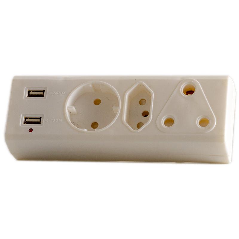 UNITED ELECTRICAL 3 Way Adaptor with Double USB Charging Ports - Premium Adaptor from United Electrical - Just R 97! Shop now at Securadeal