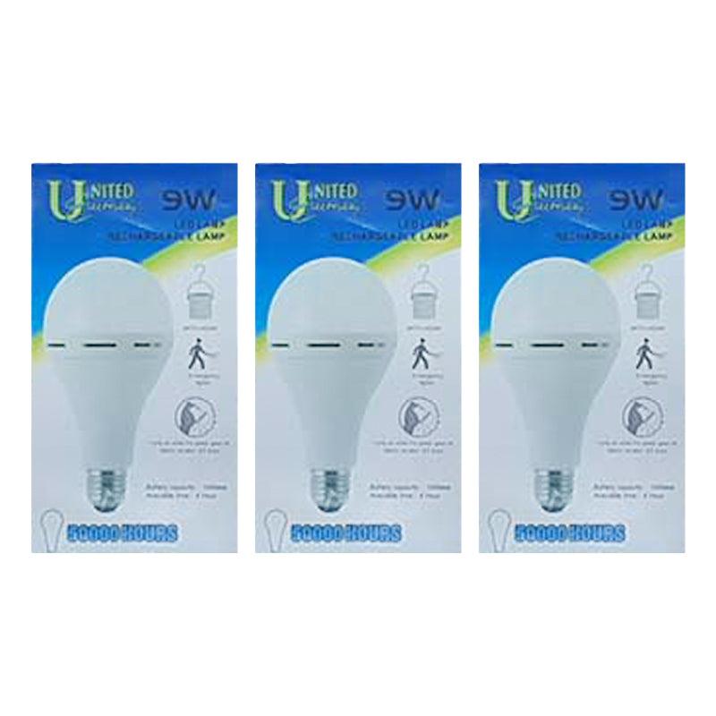 UNITED ELECTRICAL 9 Watt B22 Rechargeable LED Bulb Cool White ( 3 Pack ) - Premium lighting from United Electrical - Just R 197! Shop now at Securadeal