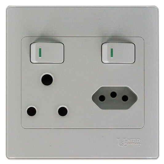 UNITED ELECTRICAL Double Switch Socket With Euro PVC 4X4 - Premium Switches from United Electrical - Just R 55! Shop now at Securadeal