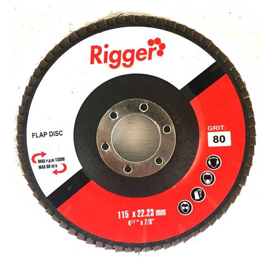 RIGGER Abrasive DIY Flap Disc 115mm x 22.23mm - 80 Grit - Premium Hardware from Rigger - Just R 19! Shop now at Securadeal