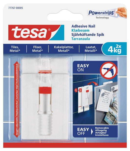 TESA Adhesive Nail Adjustable 2x4kg - Smooth And Solid Indoor Surfaces - Tiles and Metal - Premium Hardware from TESA - Just R 135! Shop now at Securadeal