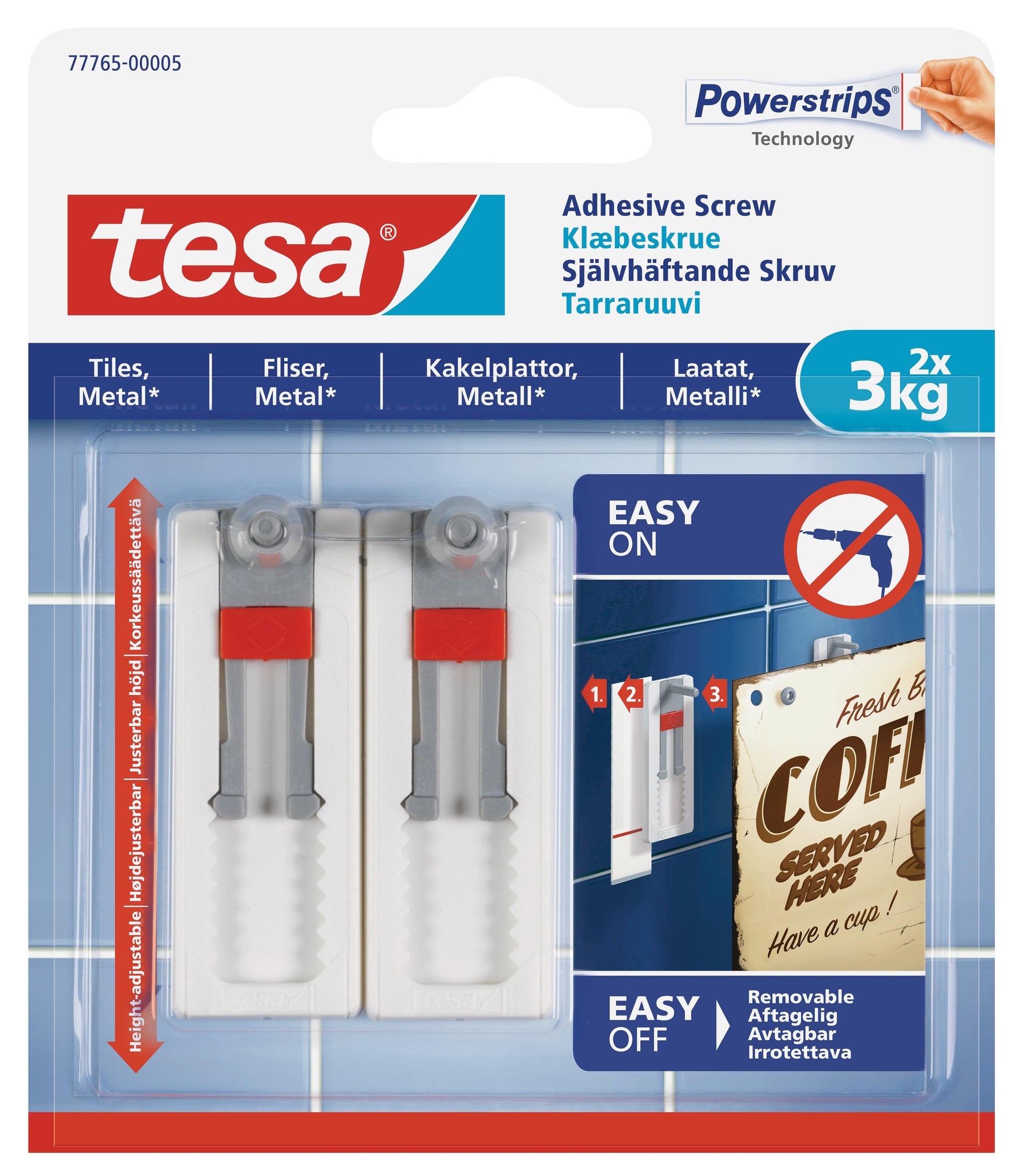 TESA Adhesive Screw Adjustable 2x3kg - Smooth and Solid Indoor Surfaces - Premium Hardware from TESA - Just R 135! Shop now at Securadeal
