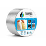 1 | Securadeal Roll of Waterproofing Tape from Rubber Coating Manufacturing Showing the Blue Product Label with Usage Icons 50mm X 25m