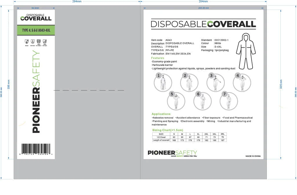 Pioneer Safety Overall Disposable Zip  Hood Non Woven White   Premium Safety Ppe from Pioneer Safety