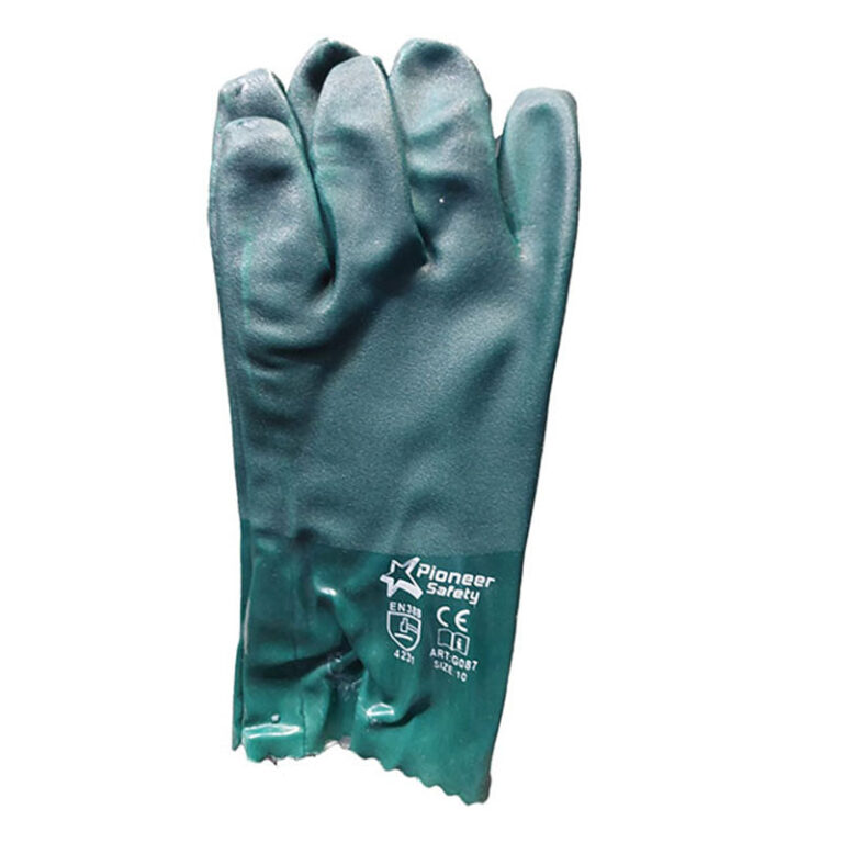 PIONEER SAFETY Gloves PVC Coat Green Textured Heavy Duty Open Cuff 27cm - Premium Gloves from Pioneer - Just R 49! Shop now at Securadeal
