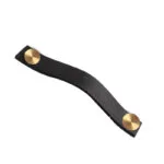 Roco Leather Cupboard Handle Black  Brass 128mm   Premium Handles from Roco