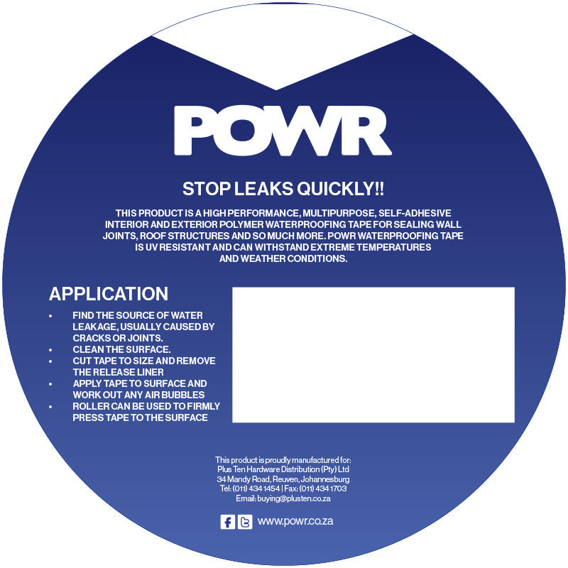 2_bee335ce-9b60-4abb-a0db-4563722f9e9b POWR Waterproofing Tape Premium Grade 100mm X 2.5m - Premium Tape from POWR - Just R 98! Shop now at Securadeal