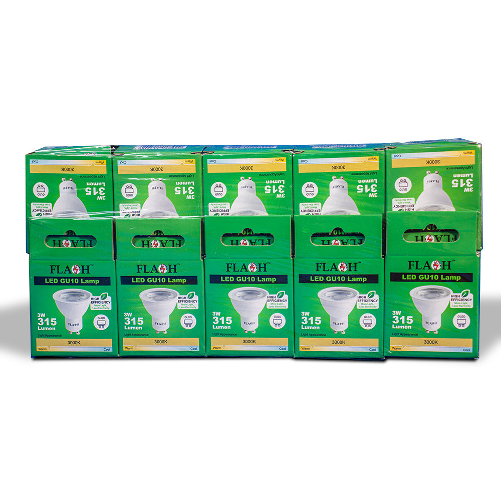 FLASH High-Efficiency 3W LED GU10 Lamp 38D (10 Pack) - Premium Light Bulbs from FLASH - Just R 162! Shop now at Securadeal