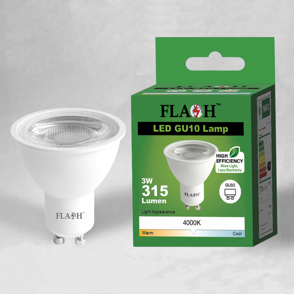 3W4000KCOB38GU10 | Securadeal FLASH High-Efficiency 3W LED GU10 Lamp 38D (10 Pack) - Premium Light Bulbs from FLASH - Just R 162! Shop now at Securadeal