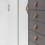 Roco Leather Cupboard Handle Tan  Brass 128mm  5 Pack    Premium Handles from Roco