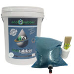 4 | Securadeal Diy Ecorubber Kit with a White Container Labeled ecorubber a Blue Bag of Rubberized Sealer Brush and Small Roller Tool the View Shows for Home Waterproofing