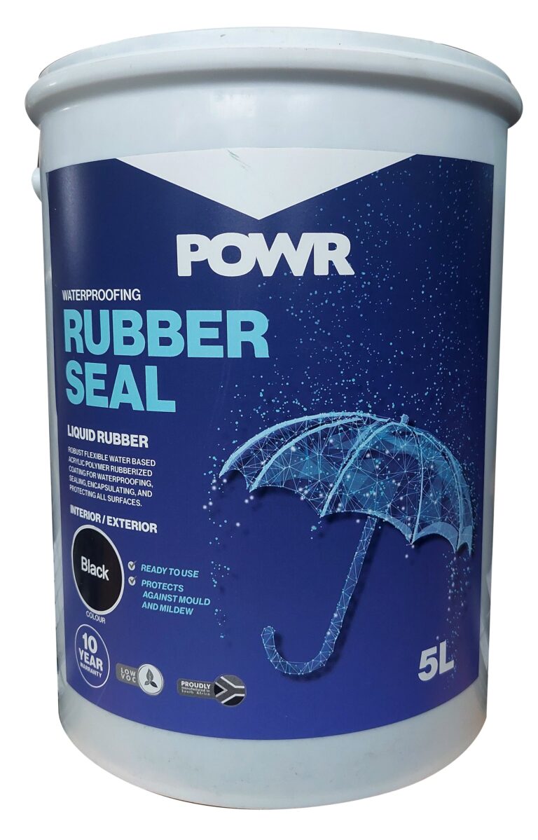 POWR Rubber Seal Waterproofing Coating Black 5 Litre - Premium Hardware Glue & Adhesives from POWR - Just R 386! Shop now at Securadeal