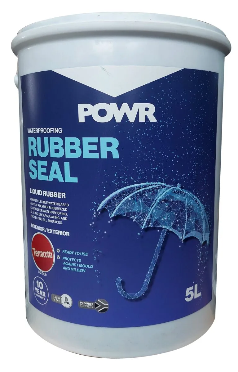 POWR Rubber Seal Waterproofing Coating Terracotta 5 Litre - Premium Hardware Glue & Adhesives from POWR - Just R 386! Shop now at Securadeal
