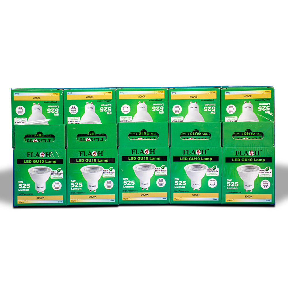 FLASH High-Efficiency 5W LED GU10 Lamp 38D (10 Pack) - Premium Light Bulbs from FLASH - Just R 205! Shop now at Securadeal