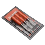 Harden 3 Piece Chisel Set Orange Circular Handle Wood   Premium Hand Tools from Harden