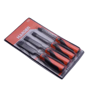 HARDEN 4 Piece Chisel Set Orange Black Handle Wood - Premium Hardware from HARDEN - Just R 328! Shop now at Securadeal