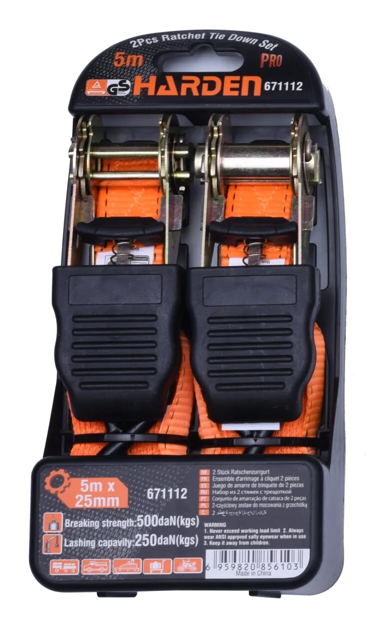 HARDEN 2 Piece Ratchet Tie Down Set (25mm x 5m) - Premium Hardware from HARDEN - Just R 235! Shop now at Securadeal
