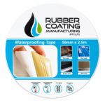 8fd36955-27e8-4bfa-89c5-4290f289fafd | Securadeal Circular Label for Rubber Coating Manufacturing Waterproofing Tape 50mm X 25m with Sample Applications Wall Crack Roof Repair Window Seal and Wall Joints