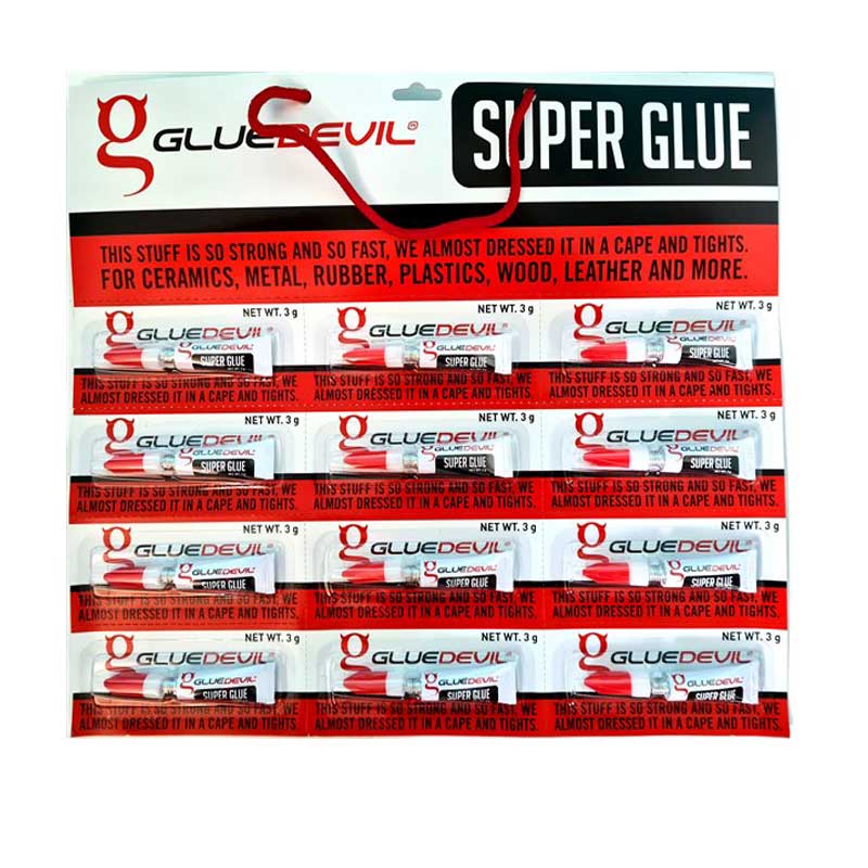 A10703 GLUEDEVIL Super Glue Card Of 12 X 3g - Premium Hardware Glue & Adhesives from Gluedevil - Just R 155! Shop now at Securadeal