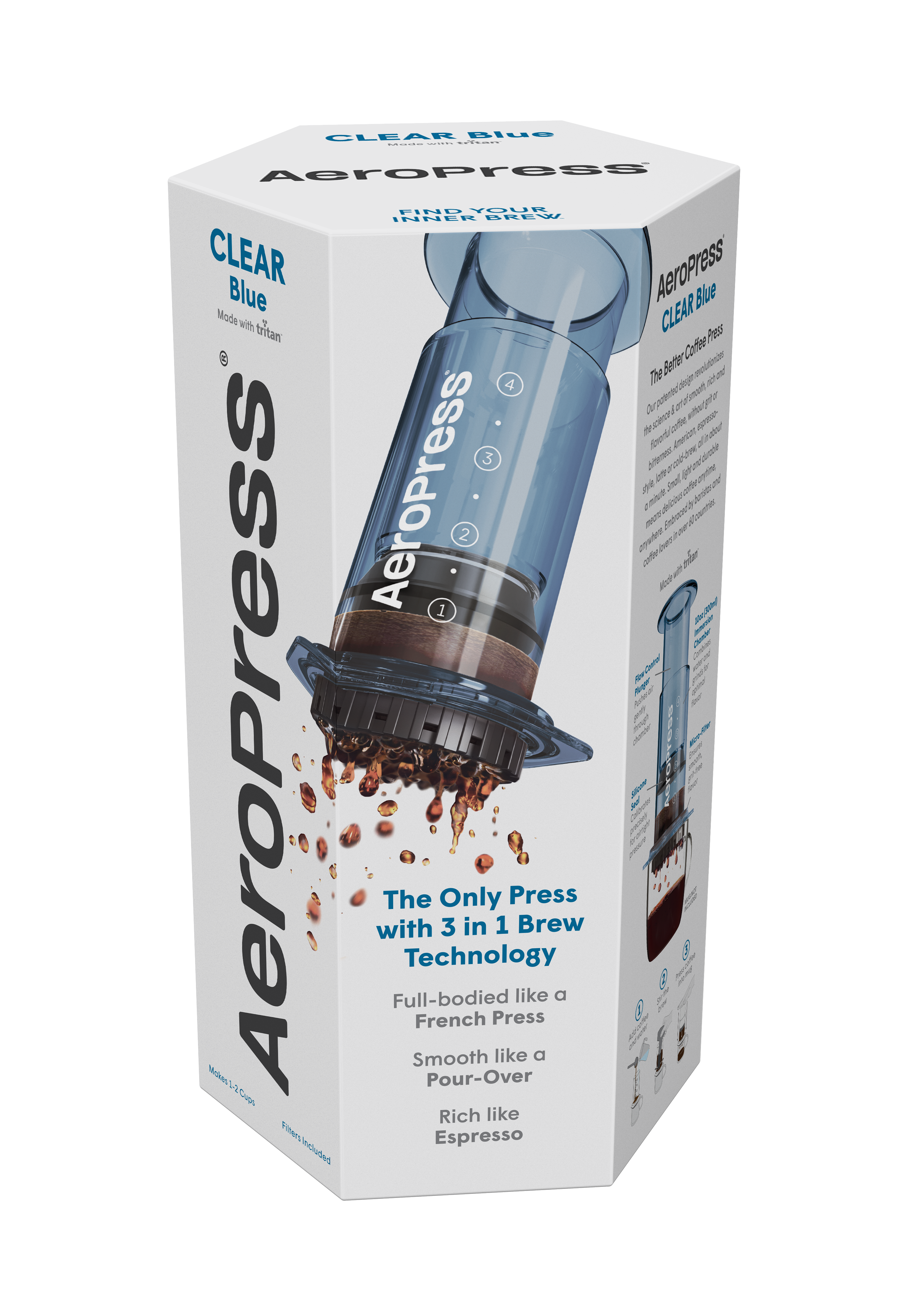 AP_Packaging_Render_1.15.24_BlueClearFront-2 AEROPRESS Clear Blue Coffee Press - Premium Coffee Machine & Filters from AeroPress - Just R 1250! Shop now at Securadeal