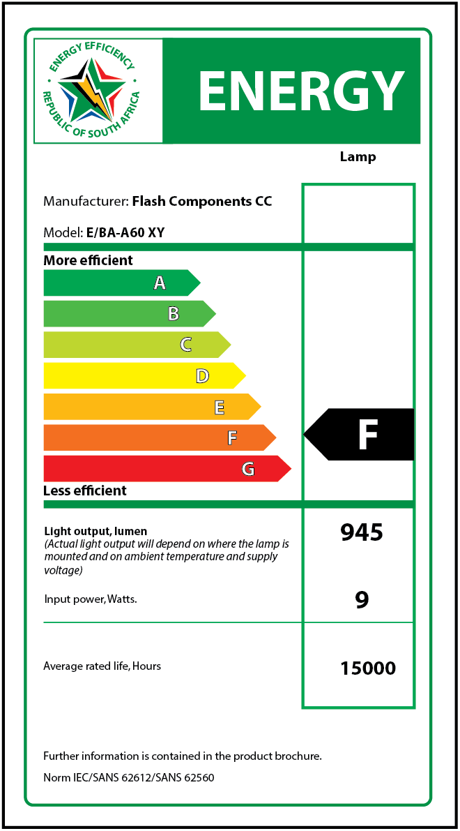 E-BA-A60_9W_7655860a-8821-4afa-bfd2-74a98bb5947d FLASH LED High Efficiency All Purpose Light Bulb 9W A60 Lamp B22 (10 pack) - Premium Light Bulbs from FLASH - Just R 232! Shop now at Securadeal