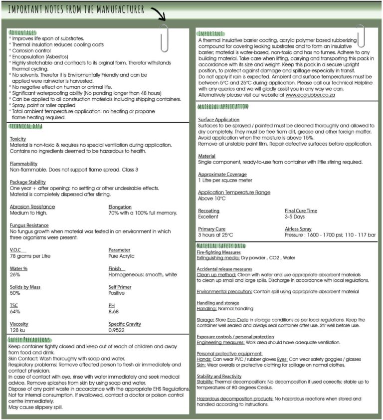 ECO RUBBER Eco Insulate Waterproofing White 20 Litre - Premium Hardware from Eco Rubber - Just R 2100! Shop now at Securadeal