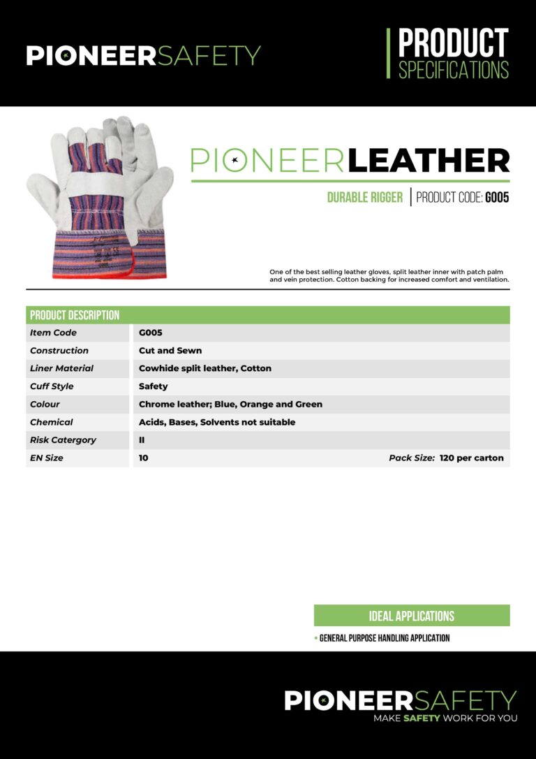 PIONEER SAFETY Candy Stripe Chrome Leather Multi Purpose Gloves G005 - Premium Gloves from Pioneer Safety - Just R 34! Shop now at Securadeal