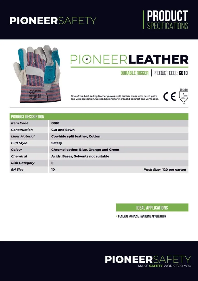 PIONEER SAFETY Candy/Green Chrome Leather Rigger Glove - Premium Gloves from Pioneer Safety - Just R 41! Shop now at Securadeal