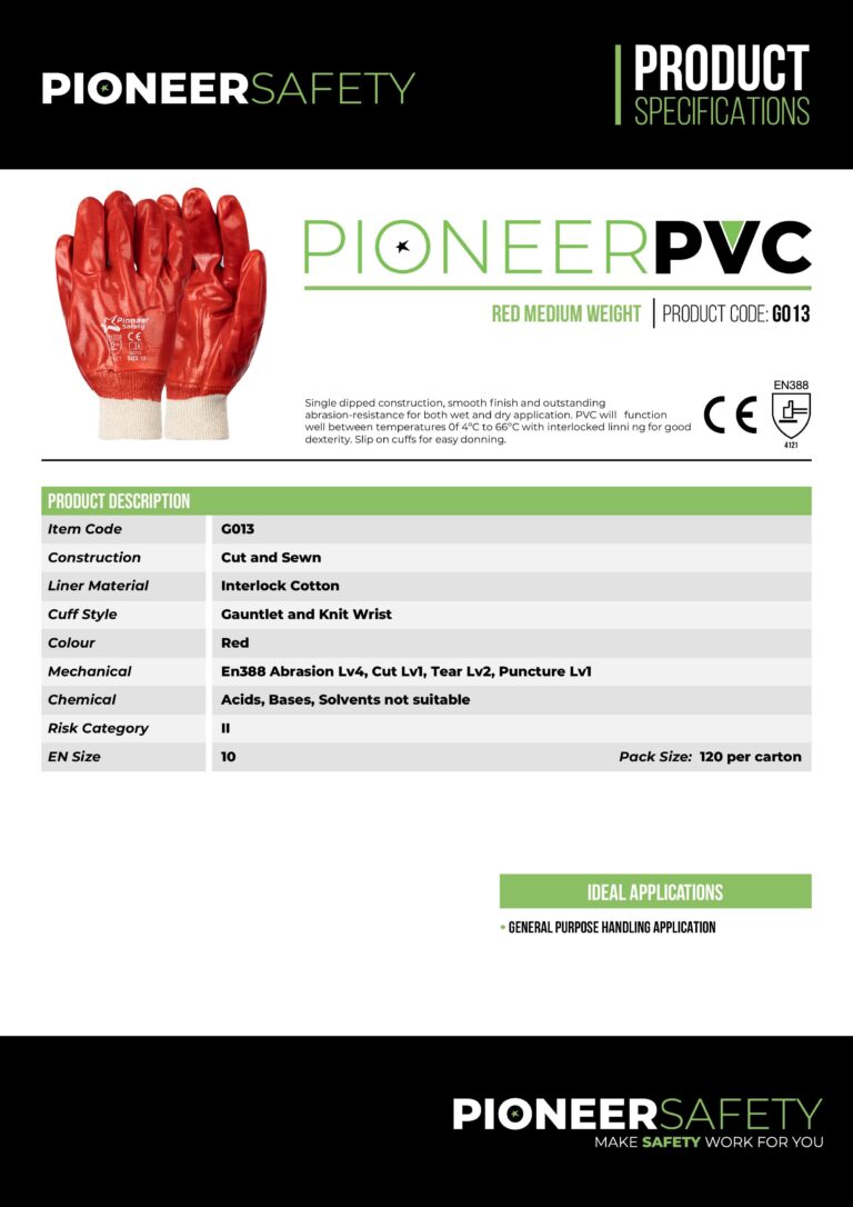 PIONEER SAFETY PVC Coated Red Knitted Wrist Gloves Large G013 - Premium Gloves from Pioneer Safety - Just R 22! Shop now at Securadeal