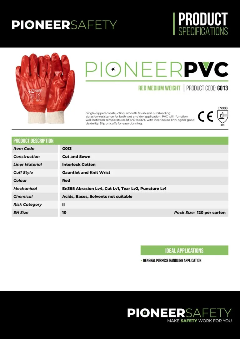 PIONEER SAFETY PVC Coated Red Knitted Wrist Gloves Large G013 - Premium Gloves from Pioneer Safety - Just R 22! Shop now at Securadeal